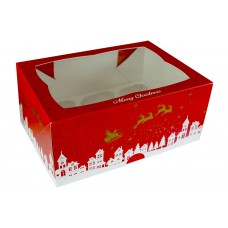 Raudonos dėžutės Kalėdos keksiukams su langeliu