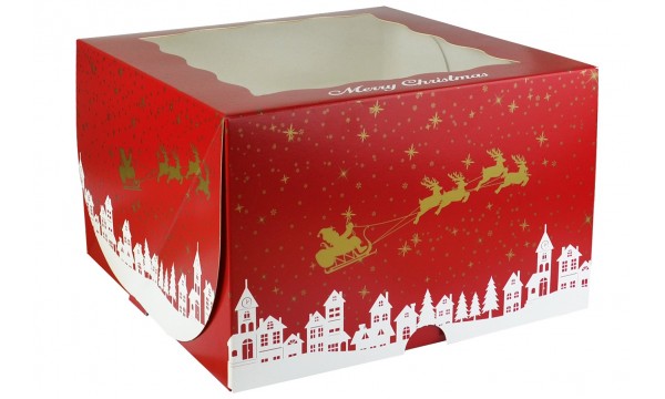 Kalėdinė dėžutė su langeliu 25x25x15 cm