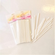 Popieriniai pagaliukai popsiukams balti, 15 cm, 50vnt.