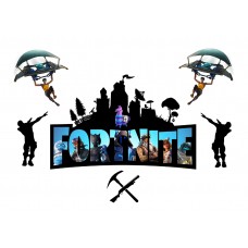 Valgomas paveikslėlis Fortnite A4 logo + figūrėlės