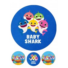 Valgomas paveikslėlis Baby shark - rykliai mėlynas
