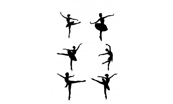 Valgomas paveikslėlis Balerinos siluetai - figūrėlės